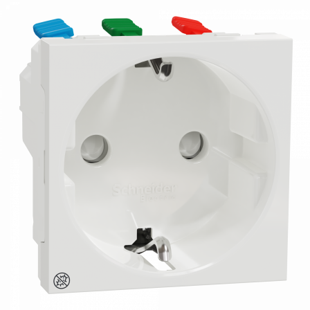 Unica - prise 2P+T - DE - connexion rapide - Blanc antibactérien - méca seul