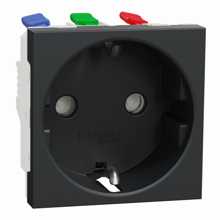 Unica - prise 2P+T - DE - connexion rapide - Anthracite - méca seul