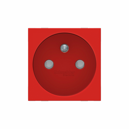 Unica - prise 2P+T - FR - 90° - raccord rapide traversant - Rouge - méca seul