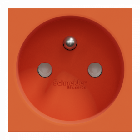Unica - prise 2P+T - FR - 90° - raccord rapide traversant - Orange - méca seul