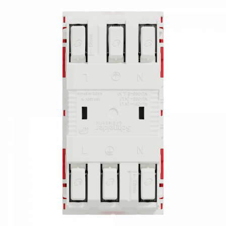 Unica - prise double 2P+T - FR - 45° - connex rap - détromp - Rouge - méca seul