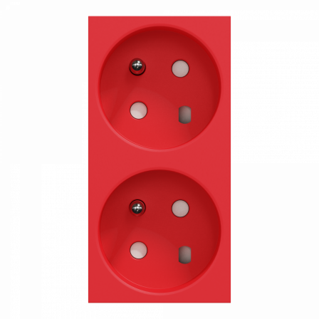 Unica - prise double 2P+T - FR - 45° - connex rap - détromp - Rouge - méca seul