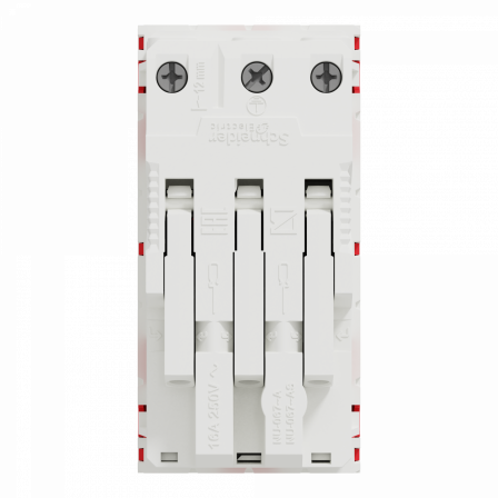 Unica - prise double 2P+T - DE - 45° - bornier à vis - Rouge - méca seul