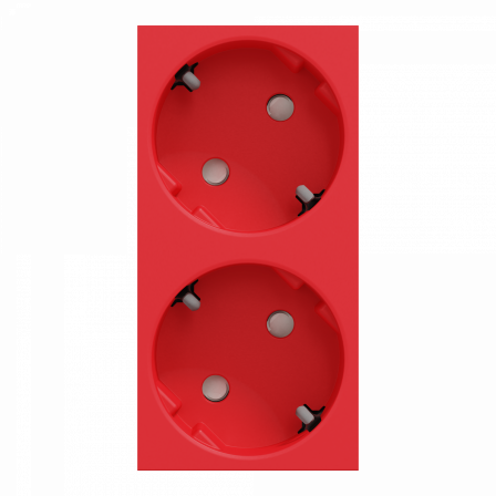 Unica - prise double 2P+T - DE - 45° - bornier à vis - Rouge - méca seul