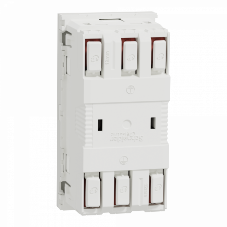 Unica - prise double 2P+T - FR - 45° - goul - connex rapide - Blanc - méca seul