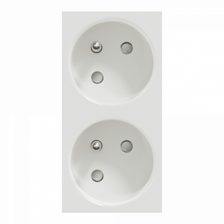 Unica - prise double 2P+T - FR - 45° - goul - connex rapide - Blanc - méca seul