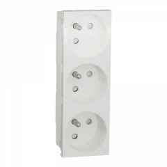 Unica - prise triple 2P+T - FR - spéciale goulotte - Blanc - méca seul