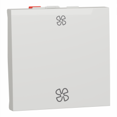 Unica - commande VMC 2 vitesses - 10A - 2 modules - Blanc antiba - méca seul