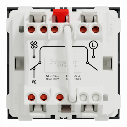 Unica - commande VMC - ON/OFF + 2 vitesses - 10A - 2 mod - Anthra - méca seul