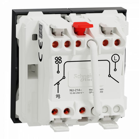 Unica - commande VMC - ON/OFF + 2 vitesses - 10A - 2 mod - Anthra - méca seul