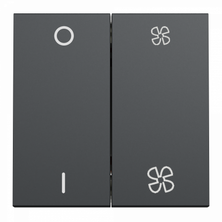 Unica - commande VMC - ON/OFF + 2 vitesses - 10A - 2 mod - Anthra - méca seul