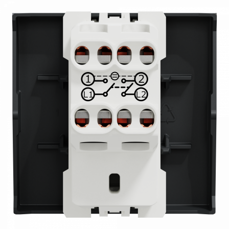 Unica - interrupteur bipolaire lumineux (indication) - 2 mod - Anthr - méca seul