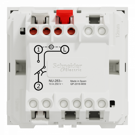Unica - commande à carte NO/NF - 10A - 2 modules - Blanc - mécanisme seul