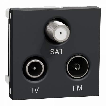 Unica - prise TV + FM + SAT - 2 mod - Anthracite - méca seul