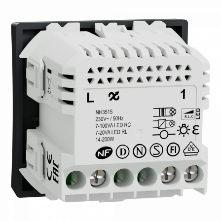 Wiser Unica - variateur poussoir - 2 fils - zigbee - anthracite - méca seul