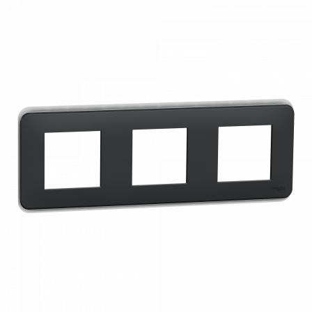 Unica Pro - plaque de finition - Anthracite - 3 postes