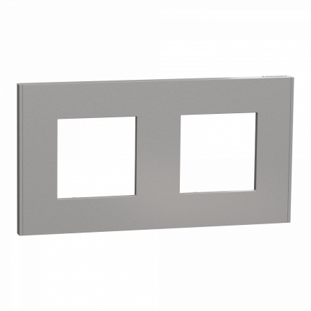 Unica Déco Essentielle - Plaque de finition - Aluminium - 2 postes horiz vert