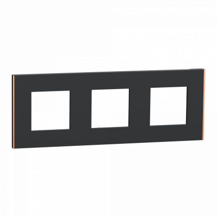 Unica Déco Subtile - Plaque de finition - Anthra liseré cuivre - 3P horiz vert