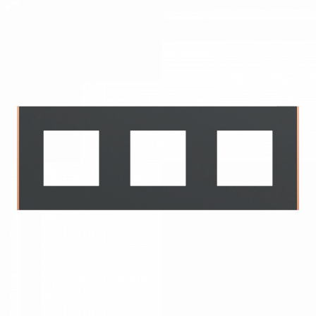 Unica Déco Subtile - Plaque de finition - Anthra liseré cuivre - 3P horiz vert