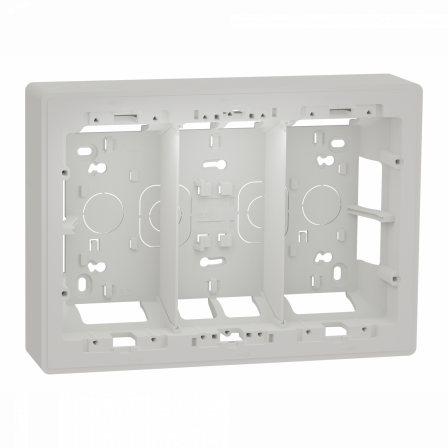 Unica - boîte de concentration saillie - 3 colonnes de 4 modules - blanc