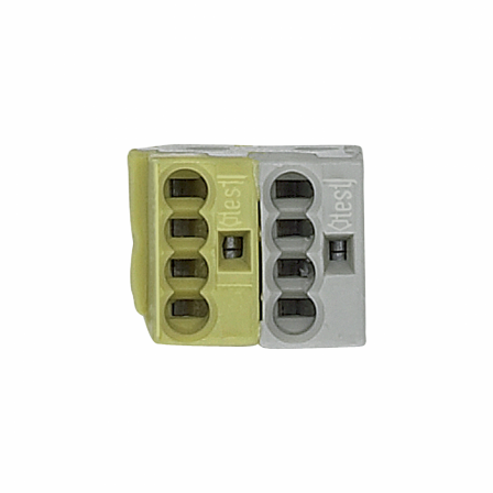 KNX - borne de bus - jaune/blanche - pour câbles rigides Ø0,6…0,8mm - 2x4 bornes