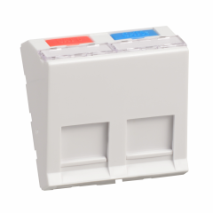 PLASTRON 45X45 INCLINE 2X RJ45 BLANC ACTASSI ACCESS