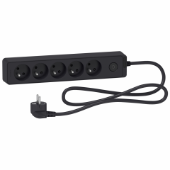 Odace - Rallonge multiprises 5 prises 2P+T - anthracite - 1,5m