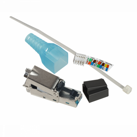 Actassi - Plug male RJ45 STP Cat6A 4PPoE dim. 14x45x14mm - livré avec collier