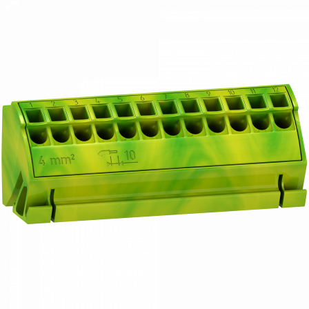 Linergy TB - Bloc de terre à connection rapide - 12 x 4 mm² - lot de 4