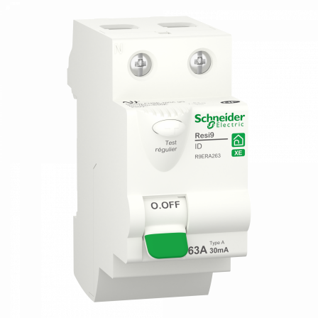 Resi9 XE - interrupteur différentiel - 2P - 63A - 30mA - Type A - embrochable