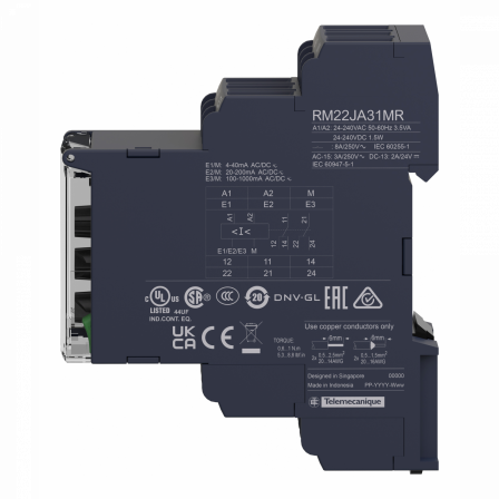 Harmony  RM22 - relais sur/sous-intensité - 4mA à 1A - 2OF - 24V-240Vca/cc