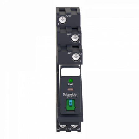 Harmony RXG - relais embroc monté sur embase - test + DEL - 1OF 10A - 24VDC