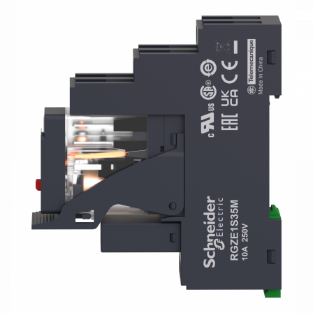 Harmony  RXG - relais embroc monté sur embase - test + DEL - 1OF 10A - 230VAC