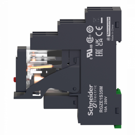 Harmony RXG - relais embroc monté sur embase - test + DEL - 2OF 5A - 230VAC