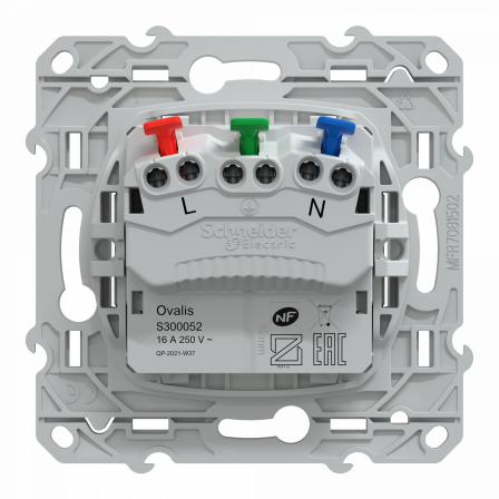 Ovalis - prise 2P+T 16A affleurante - bornes automatiques - Antibactérien
