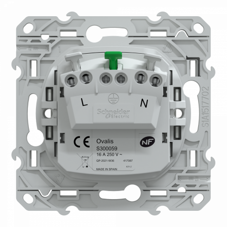Ovalis - prise de courant à puits 2P+T 16A - bornes automatiques - Antibactérien