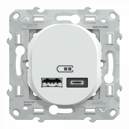 Ovalis - double chargeur USB A+C 12W - Blanc