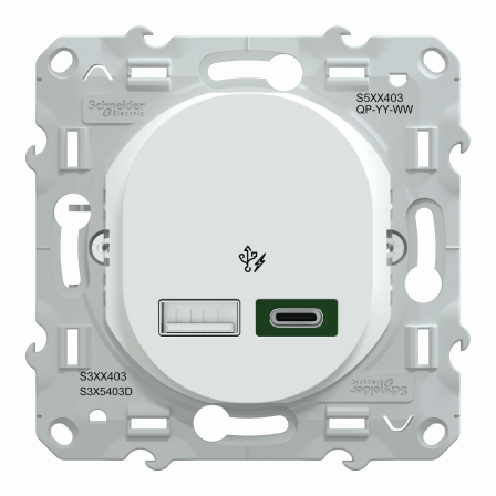 Ovalis - Chargeur USB type A 7,5W +C 45W - Forte puissance type C - Blanc