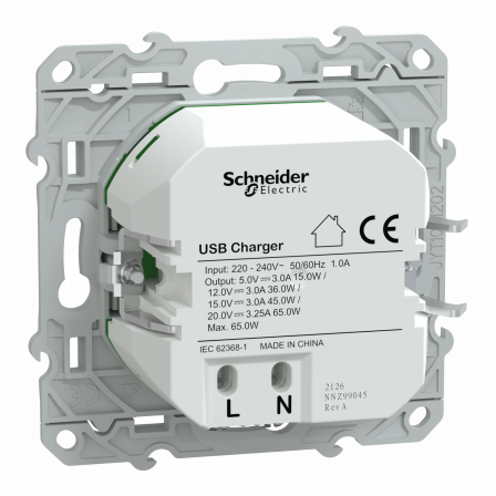 Ovalis - Chargeur USB-C 65W - Forte puissance pour charge app. mobiles - Blanc