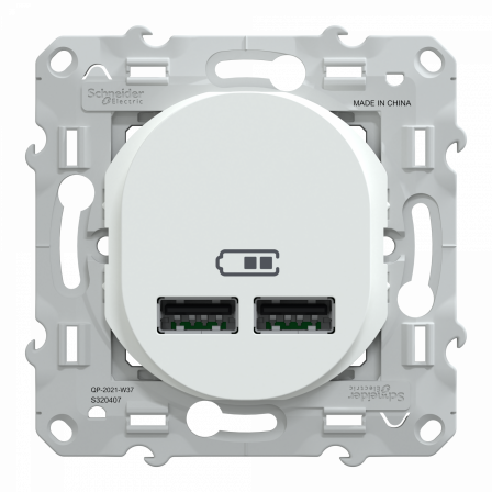 Ovalis - double chargeur USB A+A 10,5W - Blanc