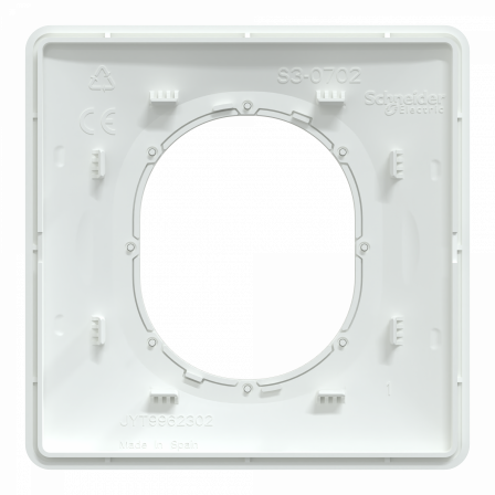 Ovalis - Plaque de finition - 1 poste Blanc avec bague effet Laiton