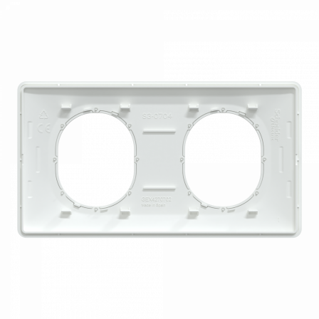 Ovalis - Plaque de finition - 2 postes Horiz - 71mm - Blanc bague Argent Chromé