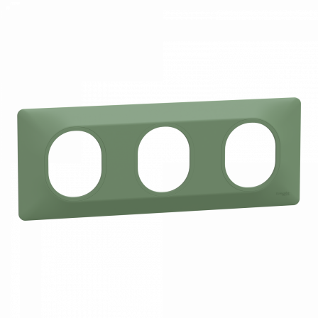Ovalis - Plaque de finition - 3 postes Horizontal - entraxe 71mm - Vert Forêt