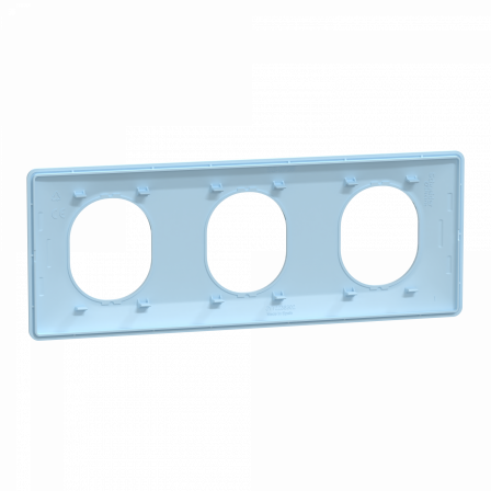 Ovalis - Plaque de finition - 3 postes Horizontal - entraxe 71mm - Bleu Azurin