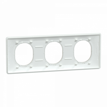 Ovalis - Plaque de finition - 3 postes Horizontal - 71mm - Blanc bague Laiton