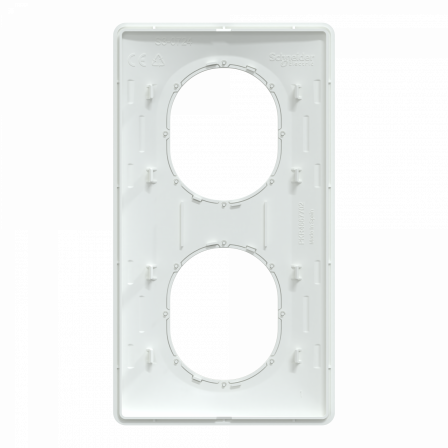 Ovalis - Plaque de finition - 2 postes Vertical - 71mm - Blanc bague Laiton