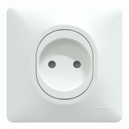 Ovalis - prise à puits - 2P - 16A - bornes vis - Blanc - avec griffes - plaque
