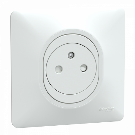 Ovalis - prise 2P+T affleurante - 16A - bornes auto - Blanc - griffes - plaque