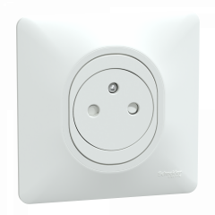 Ovalis - prise 2P+T affleurante - 16A - bornes auto - Blanc - griffes - plaque