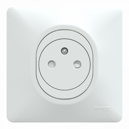 Ovalis - prise 2P+T affleurante - 16A - bornes auto - Blanc - griffes - plaque